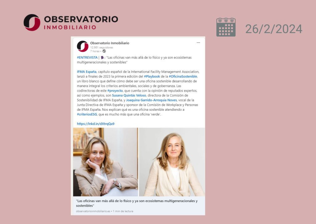 Foto de Susana Quintás y Joaquina Garrido de un post de linkedin del Observatorio Inmobiliario