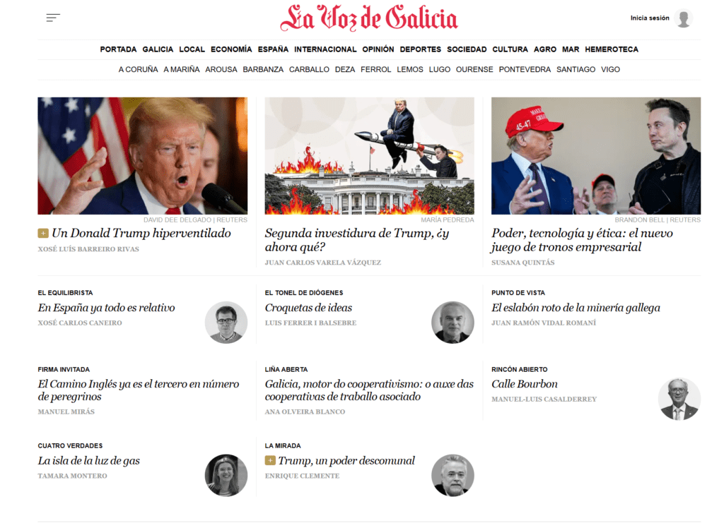 Portada de La Voz de Galicia destacando el artículo de opinión de Susana Quintás sobre liderazgo, tecnología y ética empresarial en el contexto de la estrategia corporativa moderna