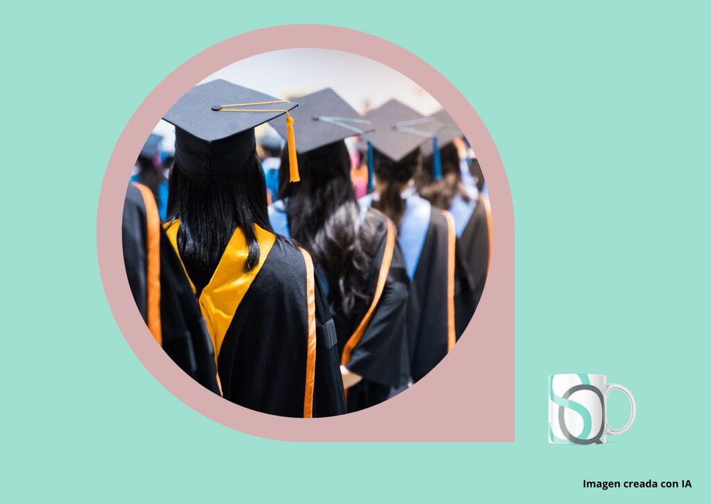 "Graduación universitaria de la Generación IA, símbolo del nuevo liderazgo que integra inteligencia artificial, propósito y adaptación al cambio tecnológico global."