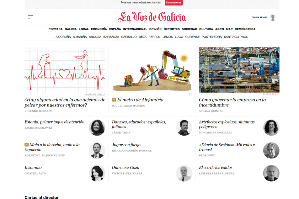 Fotografía en la sección de Opinión de La Voz de Galicia que acompaña el artículo “Cómo gobernar la empresa en la incertidumbre”, sobre gestión empresarial y liderazgo.